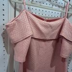 Audrey Ann Pink Textured Cold Shoulder Ruffle Dress Metallic Patterned Size M Photo 2