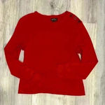 Ralph Lauren Lauren  Red Long Sleeve Crew Neck Pullover Top Shirt Cotton Size L Photo 0