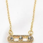 Rhinestone Bar Necklace Gold Photo 0