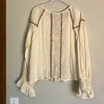 Raga  Lyra Cream Open Tassle Tie Front Ling Sleeve Embroidered Size Small Photo 8