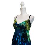 Bailey blue  V-neck Peacock Feather Print Maxi Women's Dress Size Medium Photo 7