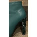 Allegra K  Green Faux Suede Round‎ Toe Jeweled Heel Ankle Boots SOLD Photo 2