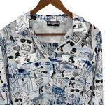 Karl Lagerfeld  PARIS Printed Long‎ Roll-Tab Sleeve Collared Button Up Top Small Photo 3