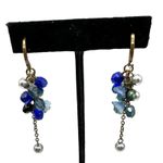 American Vintage Vintage Blue And Silver Dangle Earrings Hinged Clasp Photo 0