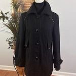 Cato  Pea Coat Womens M Black Blended Wool 4 Button Front Long Sleeve Studded Photo 0