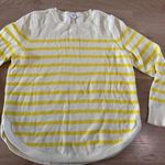 Gap curve hem crewneck cotton sweater yellow stripe size XL Photo 1