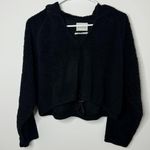 Urban Outfitters  Fleece Hoodie Size XS Oversized Cropped Sherpa Teddy Black Fall Photo 6