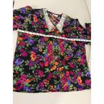 Women's Vintage Pink Black Pearl Button Lace Collar Grandmacore Floral Top S Photo 5
