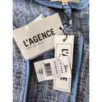 L'Agence Women's Chambray Blue Tweed Double Breasted Blazer Jacket Photo 8