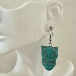 Turquoise Howlite Owl Dangle Earrings Blue Photo 4