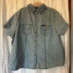 Harley Davidson RARE Harley-Davidson Women's M Denim Jean Short Sleeve Button Down Collar Shirt Photo 0