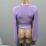 Majorelle  Zowie Purple Crop Sweater Lilac Purple Revolve Small Cinch Tie Cut Out Photo 3