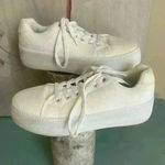 Nasty Gal White Chunky Platform Canvas Sneakers Size 6 Photo 1