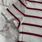 Forever 21 Red and White Striped Y2K ribbed high neck crop top, size S beach Photo 5