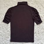 Madewell Top Drapey Puff-Sleeve Mockneck Tee Dark Carob Brown XS NWT New Photo 4