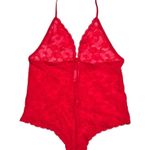 Victoria's Secret VS Lace Bow Halter Neck Sheer Teddy Bodysuit Red Medium Photo 1