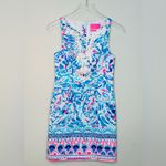 Lilly Pulitzer Gabby Breakwater Tint Party Wave Blue White Shift Dress Sz 00 NWT Photo 2