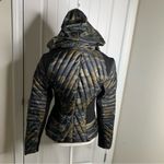 Blanc Noir motion panel camo camouflage down hooded‎ puffer jacket size small Green Photo 3