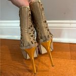 Two Lips Gold Metallic Laser Cut Stiletto Heels Size 8.5 Y2K Club Party Shoes Photo 3