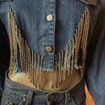 Labijou Rhinestone Fringe Cropped Denim Jacket Photo 7