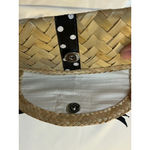 Vintage Depre Bahamas Straw Woven Clutch Black Polka Dot Bow Envelope Style Photo 6