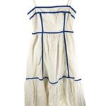INDIKAH  Midi Dress Sleeveless Cotton Blend White Blue Contrast US S Photo 0