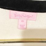 Lilly Pulitzer Size XS White Black Contrast Pearl Pocket Button Up Silk Cardigan Photo 2