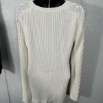 Nautica  Womens Single Cable Knit Tunic Off White Sweater Size Medium EUC Photo 6