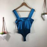 NWT 4SI3NNA Daniela satin teal bodysuit Blue Photo 5