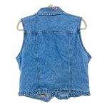 Bill Blass Y2K VINTAGE LARGE Bill Bass Blue Denim Pink Floral Embroidered Vest Jean Jacket Photo 1