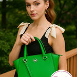 Michael Kors Freya Green Pebbled Leather Satchel Tote Crossbody Bag NWT Photo 1