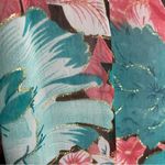 Handmade Muumuu Dress Zebra Tiger Stripes Puffed Sleeve Midi Embellished Pink Pink Size M Photo 5