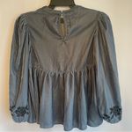 ZARA  Peplum Women’s Top Size 10 Black Floral Embroidery Beaded Blue Photo 7