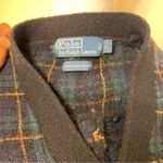 Ralph Lauren Vintage  Blue and Green Plaid Cardigan lamb wool side L Photo 8
