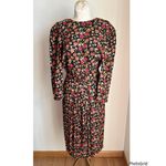 Karin Stevens Vintage Karin Steven’s Black Floral Print Dress 6 Petite Photo 2