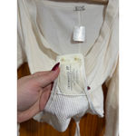 Free People New Intimately Cream Waffle Knit Long Sleeve Bodysuit Snap Closure Photo 1