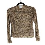 Princess Polly Womens Top Mock Neck Sheer Long Sleeve Leopard Print Brown 2 Photo 0