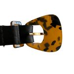 Women's unbranded black leather adjustable belt with animal print buckle Photo 6