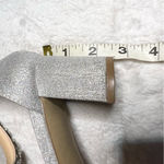 Badgley Mischka  Silver Glitter Rhinestone Embellished  Ankle Strap Block Heels Photo 7