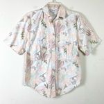 Vintage Cherokee Pastel Pink & Blue Floral Short Sleeve Button Up Shirt Size S Photo 0