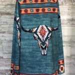 Boho western print long sleeve top size small country western rodeo Aztec tribal Blue Photo 5