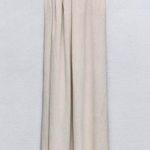 ZARA NWT ivory off white ruched one shoulder flowy straight cut mid maxi dress Photo 0
