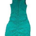 Diane Von Furstenberg  DVF Dress Silk Blend Ruched Zip Back Green Sheath Photo 1
