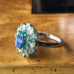 Peacock Quartz Peridot Sterling Silver Cocktail Ring Size 10 Blue Photo 7