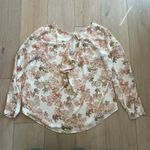 Rose + Olive Women’s Pink and Green Floral Blouse Sz L Photo 1
