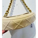 Tory Burch Neutral White Leather Gold Chain Link Handle Shoulder Strap Bag Purse Photo 5