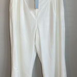 Antonio Melani Pants Women 16 White Alexis Pleated Wide Leg Cropped Belt Career Photo 0