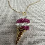 Simone I. Smith Sterling Pink Clear Crystal Ice Cream Cone Pendant Necklace $900 Photo 1