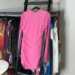 Oh Polly  Ruched Cutout Embellished Long Sleeve Bodycon Mini Dress in Hot Pink Photo 7
