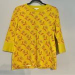 Sundance  Sausalito 3/4 Sleeve Thermal Waffle Gold Yellow Pink Floral Size PL Photo 5
